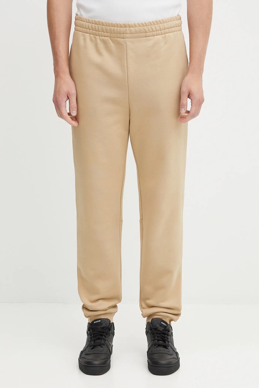 Lacoste pantaloni de trening din bumbac culoarea verde, uni, XH9833