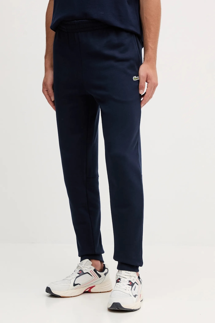 Lacoste pantaloni de trening din bumbac culoarea bleumarin, uni, XH9833