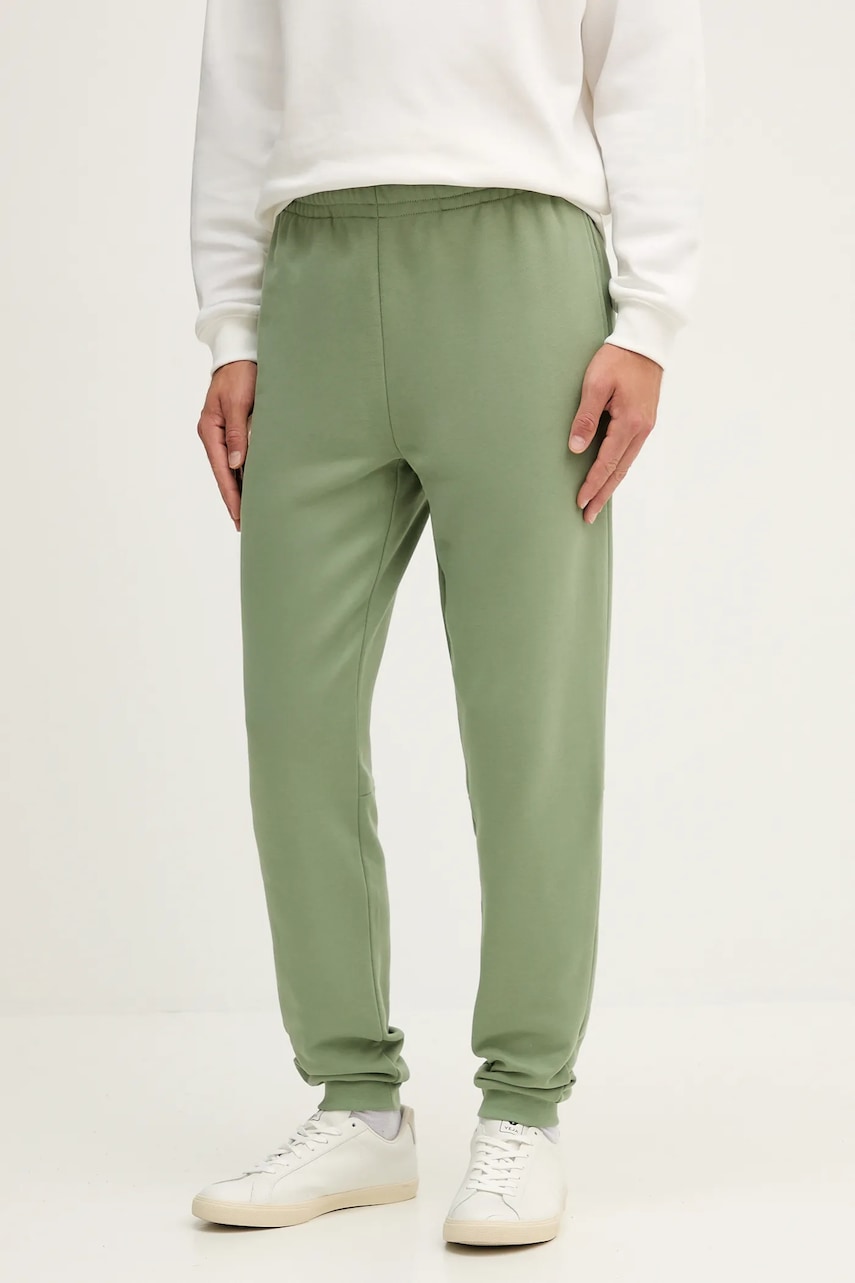 Lacoste pantaloni de trening din bumbac culoarea verde, uni, XH9833