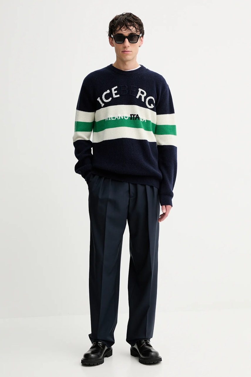 Шерстяные брюки Kenzo цвет синий прямые FE65PA2149GE