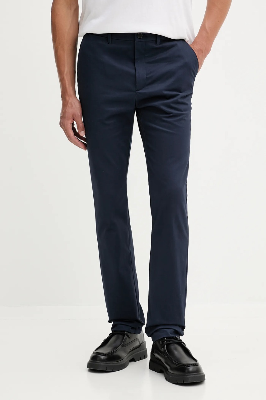 Levně Kalhoty Calvin Klein pánské, tmavomodrá barva, přiléhavé, LV04LD613G