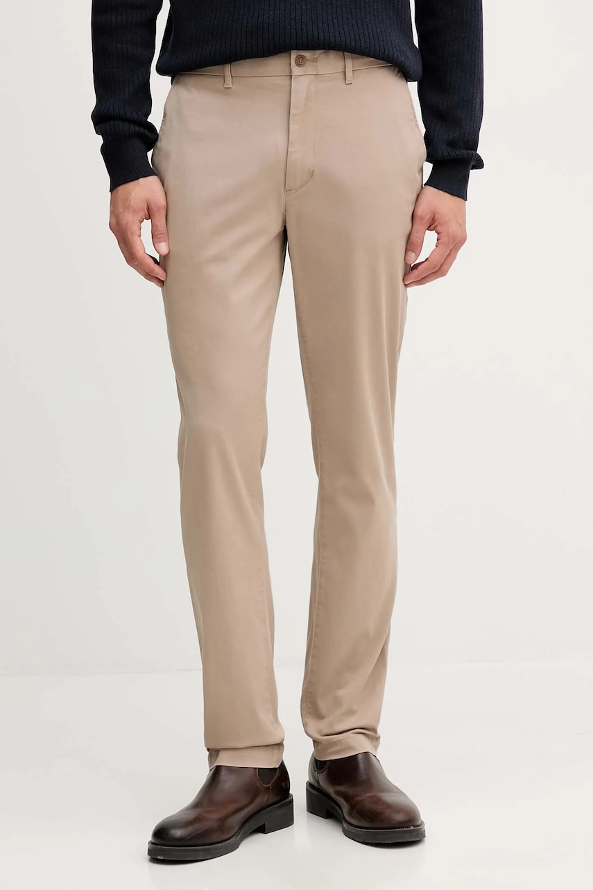 Levně Kalhoty Tommy Hilfiger pánské, béžová barva, MW0MW25964