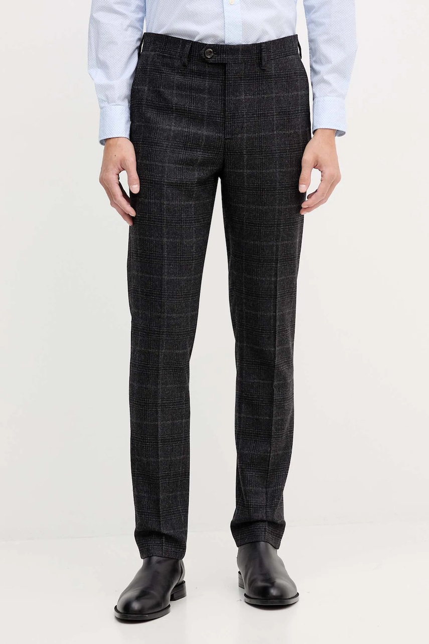 Levně Kalhoty s příměsí vlny Tommy Hilfiger pánské, šedá barva, MW0MW40782