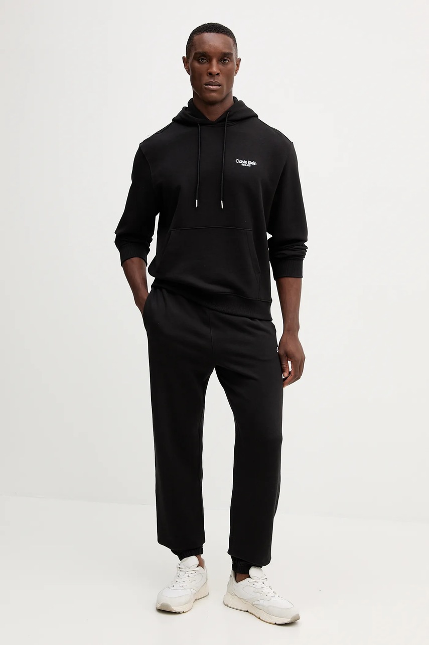 Хлопковые спортивные штаны Calvin Klein Jeans цвет чёрный однотонный LV04RD241G