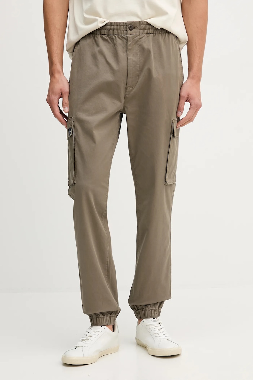 Levně Kalhoty Calvin Klein Jeans pánské, hnědá barva, LV04RD608G