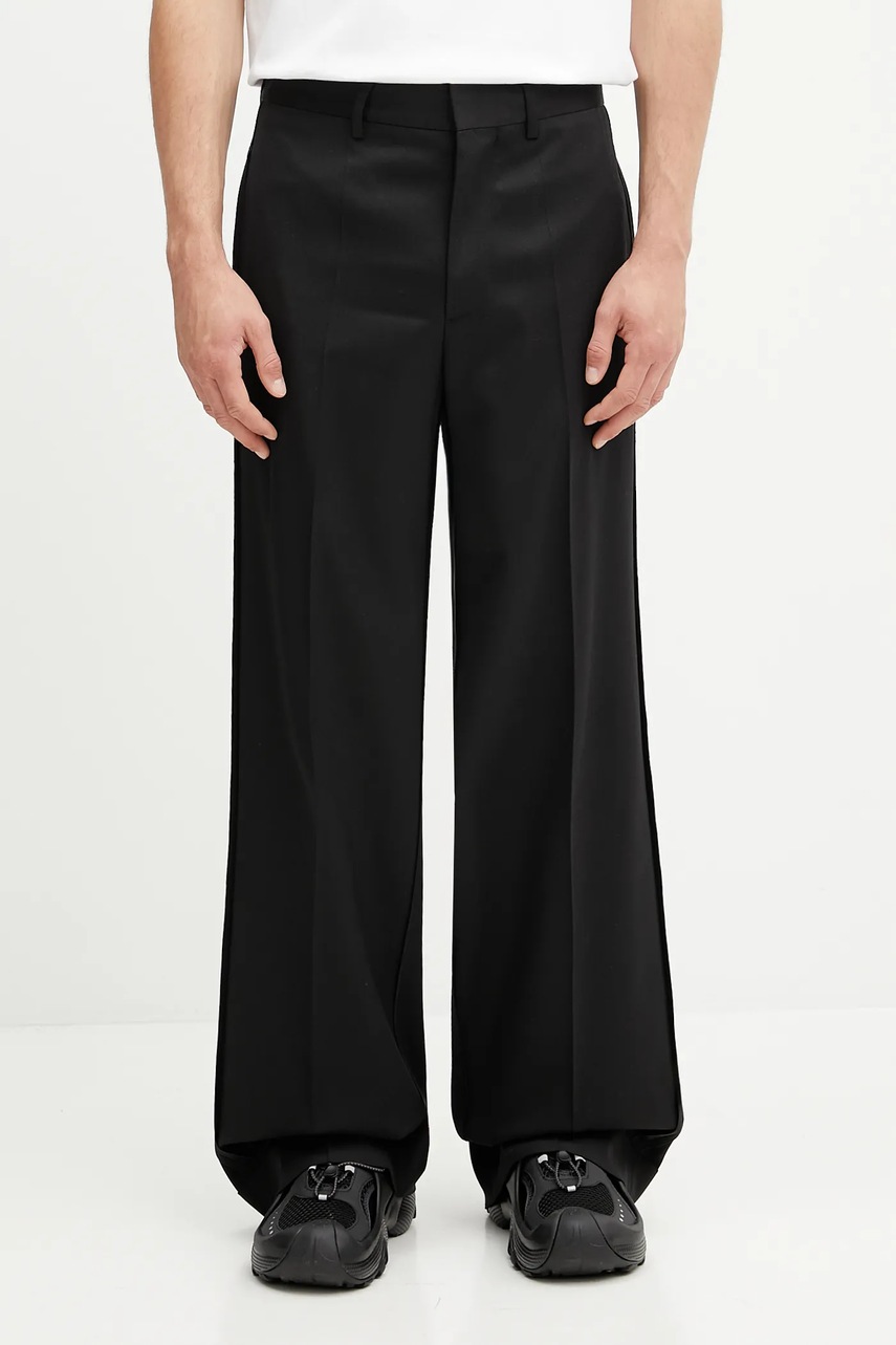 Levně Kalhoty s vlnou MM6 Maison Margiela pánské, černá barva, SH0KA0047.S47848.900