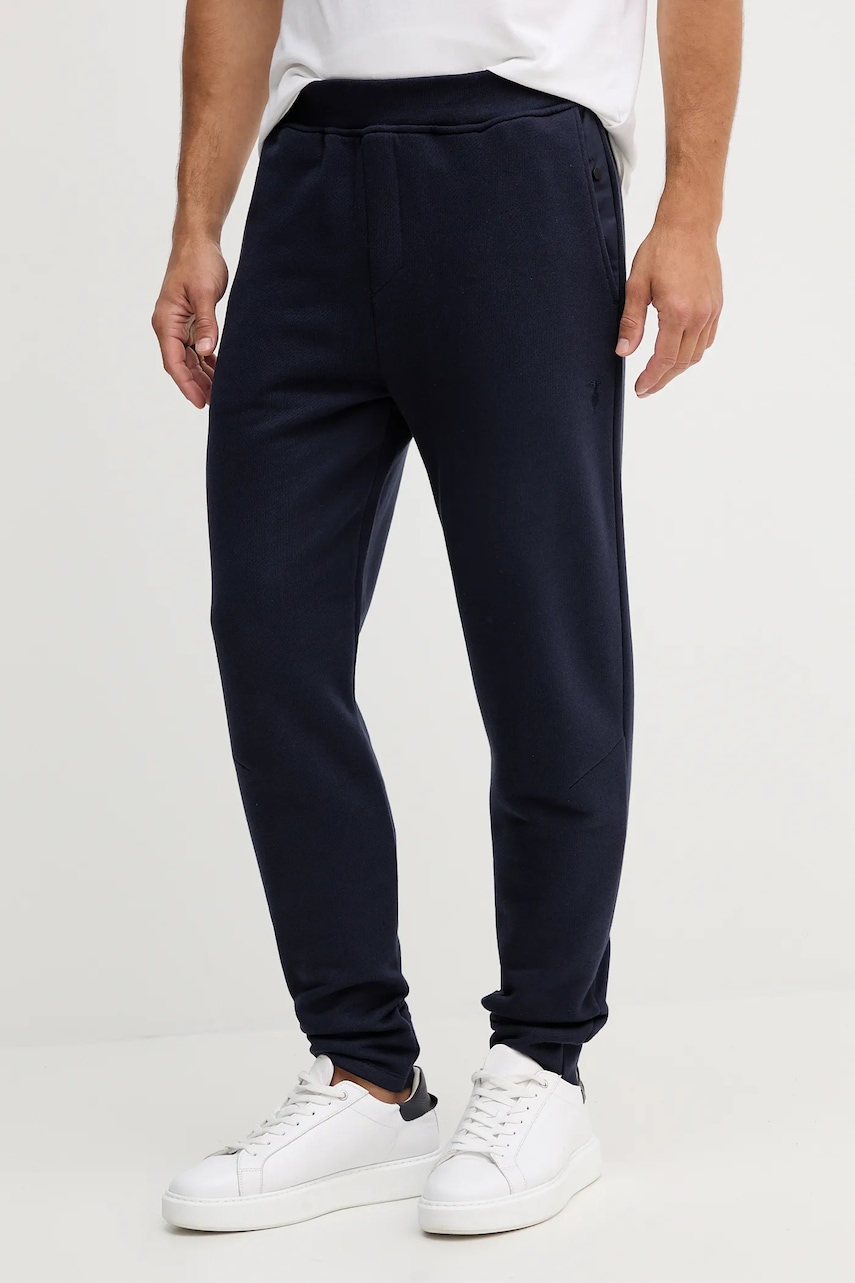 Trussardi pantaloni de trening din bumbac culoarea bleumarin, uni, P8018000062N
