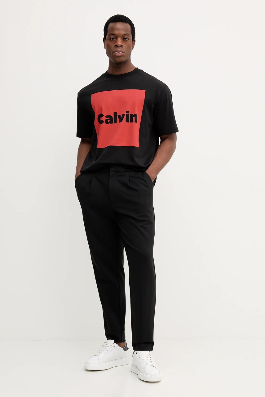 Брюки Calvin Klein цвет чёрный облегающие LV04LE613G