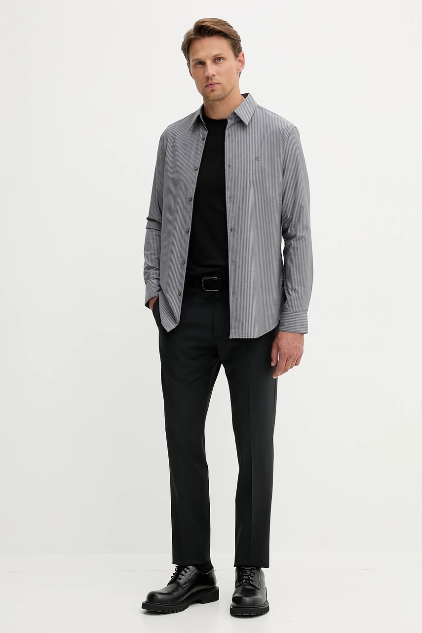 Брюки с шерстью Calvin Klein цвет чёрный прямые LV14LD904G