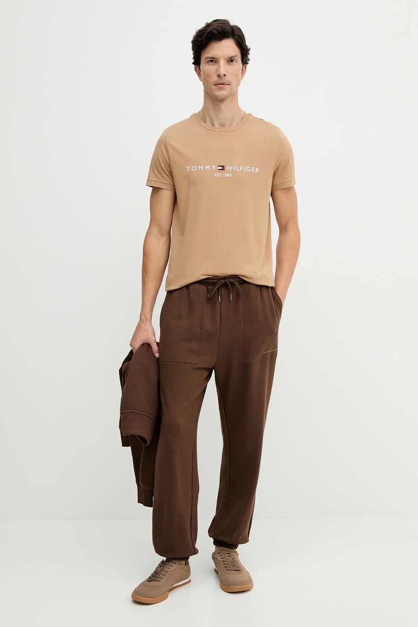 Спортивные штаны Tommy Hilfiger цвет коричневый меланж UM0UM03627