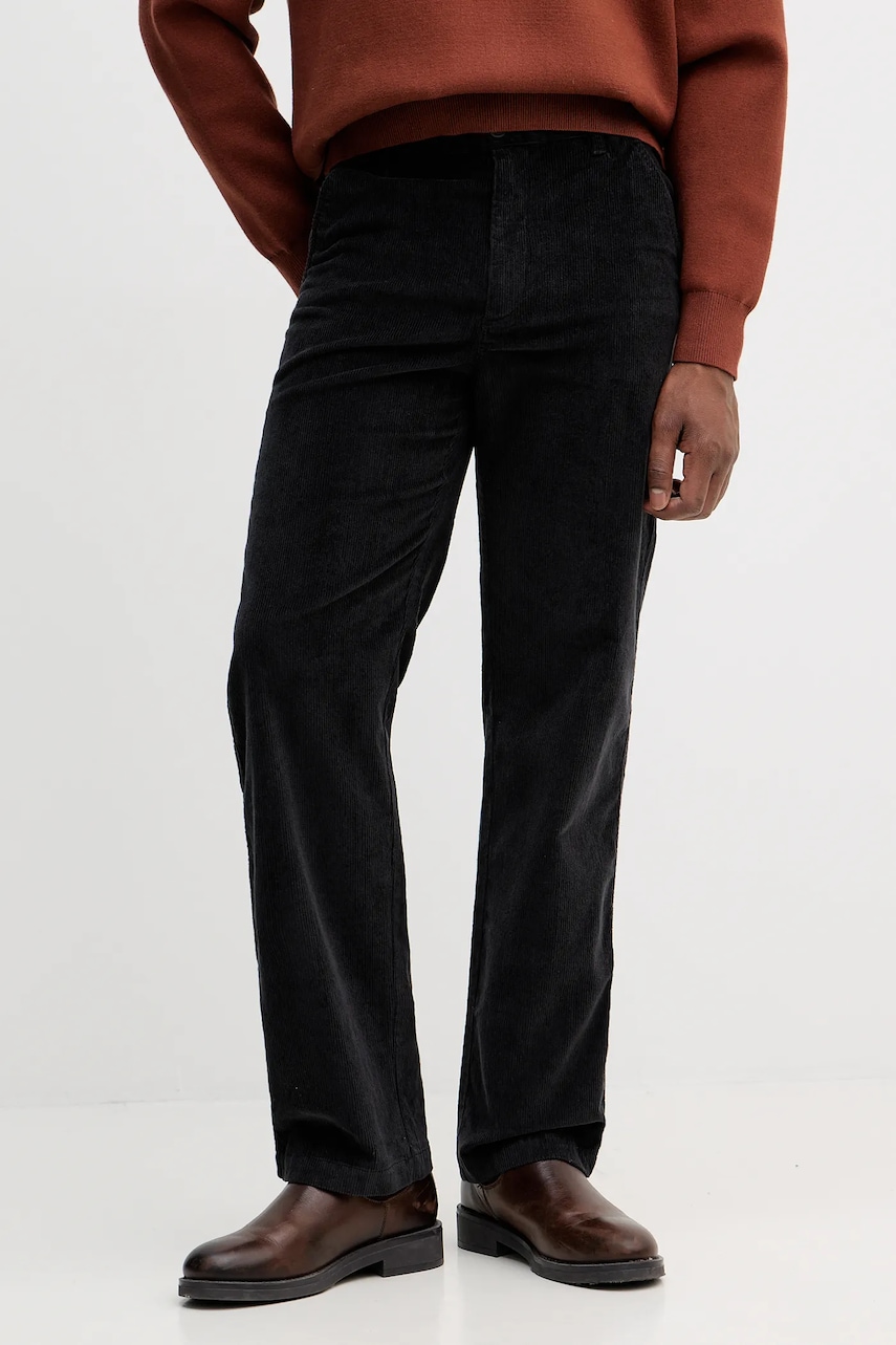 Levně Manšestrové kalhoty Calvin Klein Jeans pánské, černá barva, LV04RD605G