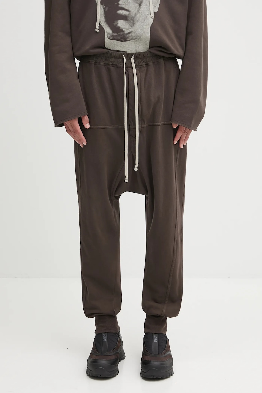 Rick Owens DRKSHDW spodnie dresowe bawełniane Prisoner Drawstring