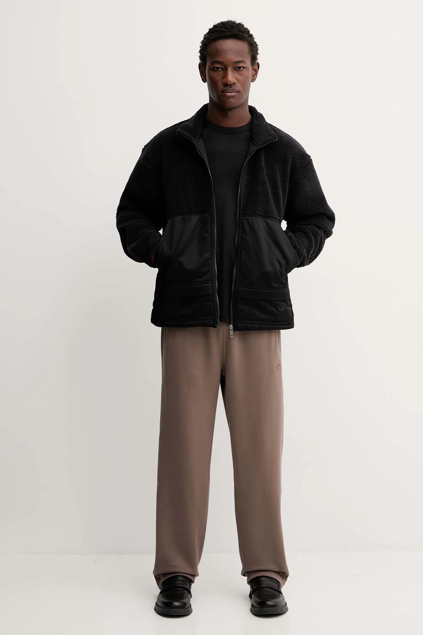 Хлопковые спортивные штаны adidas Originals Ess Wide Pt цвет коричневый однотонные JW1046 Хлопковые спортивные штаны adidas Originals Ess Wide Pt цвет коричневый однотонные JW1046