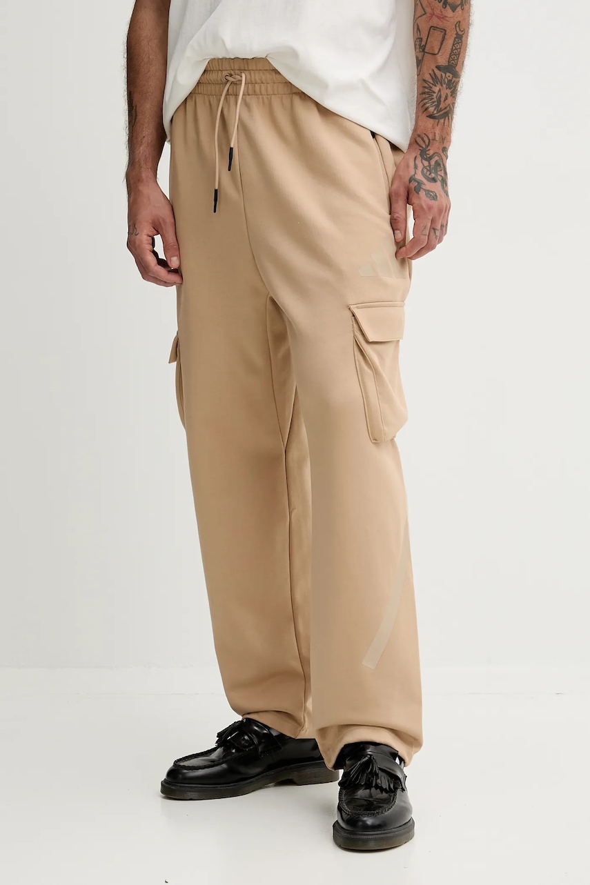 Levně Tepláky adidas adidas x Z.N.E pánské, béžová barva, s potiskem, JW4758