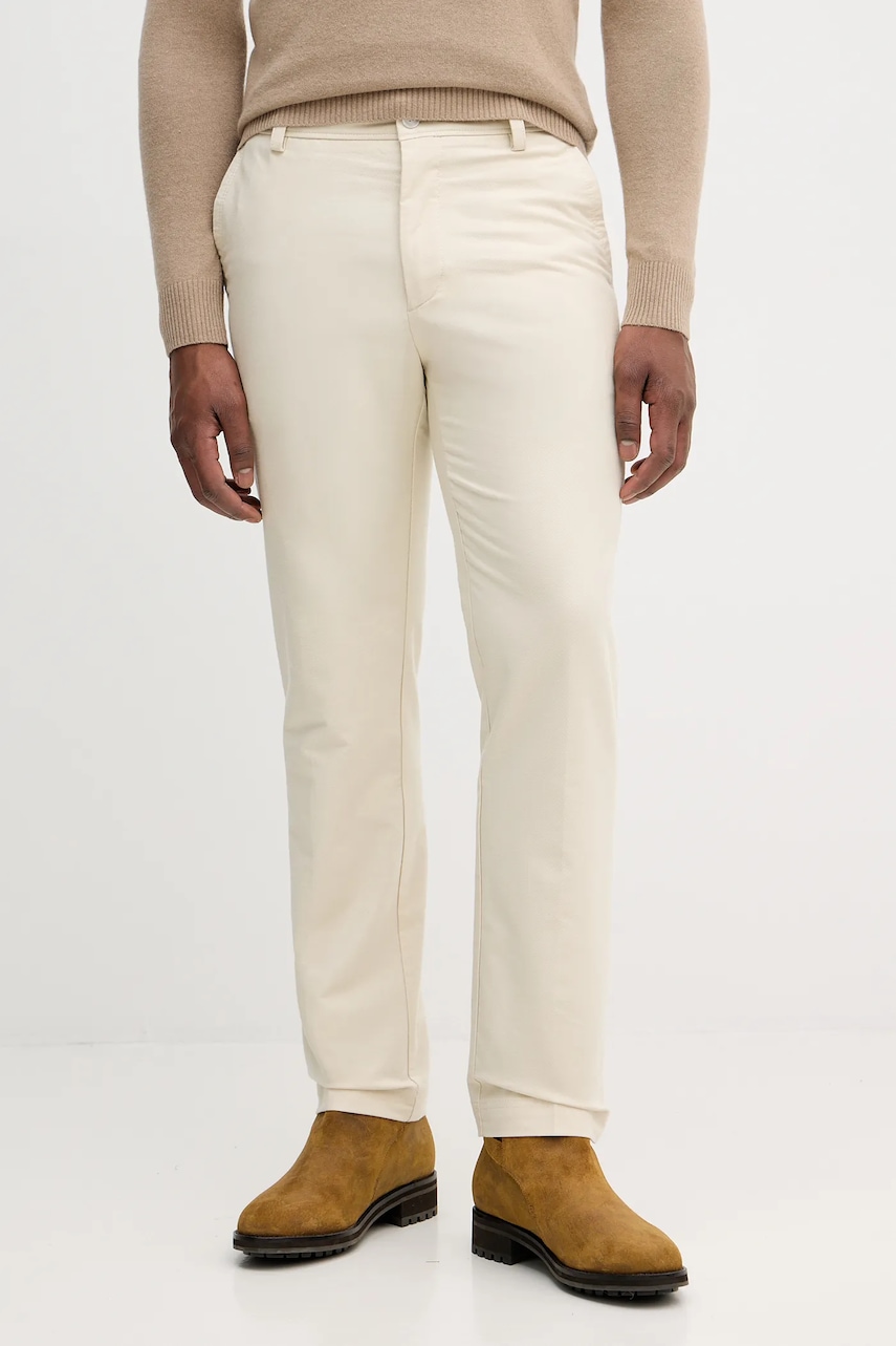 BOSS pantaloni culoarea bej, drept, 50551426
