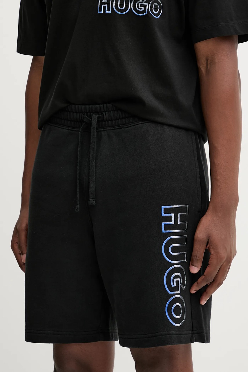 Levně Bavlněné šortky Hugo Blue pánské, černá barva, 50549134