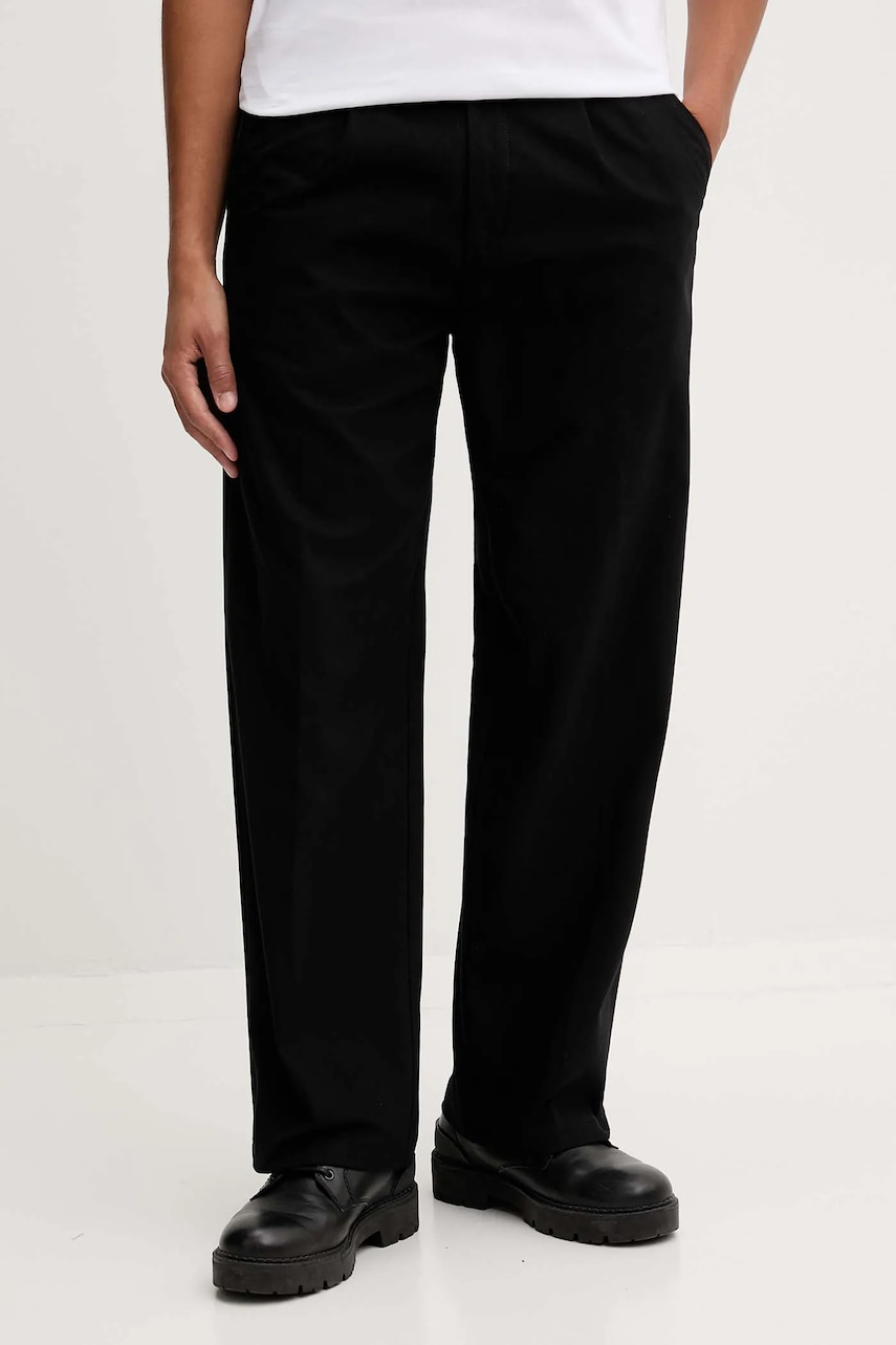 Kalhoty HUGO Riko254 pánské, černá barva, 50551401