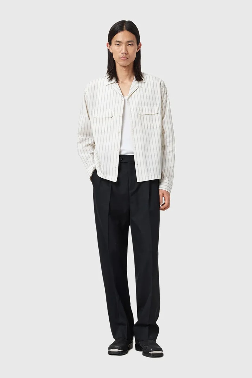 AllSaints pantaloni cu lână TALLIS culoarea negru, drept, M021TD