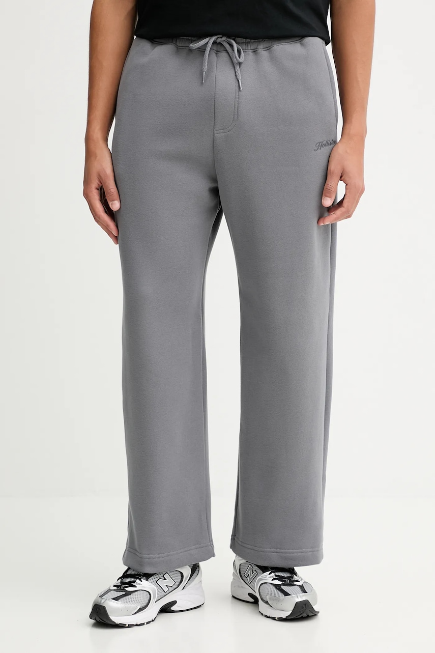 Hollister Co. pantaloni de trening culoarea gri, cu imprimeu, KI334-5137-120