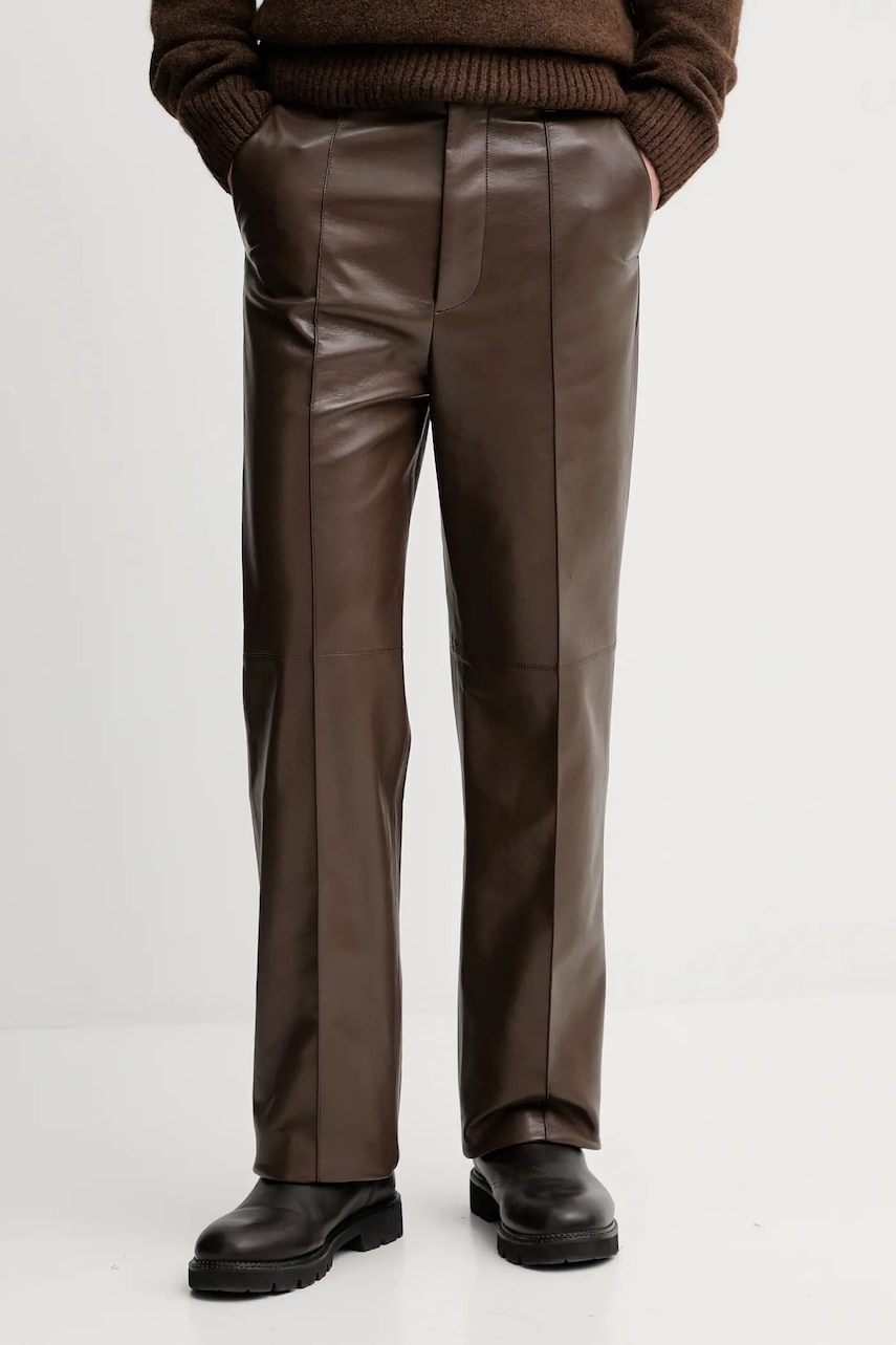 Nanushka pantaloni NM25PFPA04678 culoarea maro, drept, STELLAN