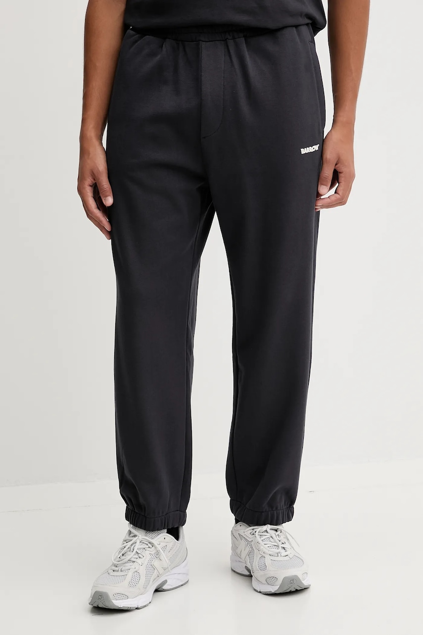Barrow pantaloni de trening din bumbac culoarea gri, cu imprimeu, F5BWUAFP071