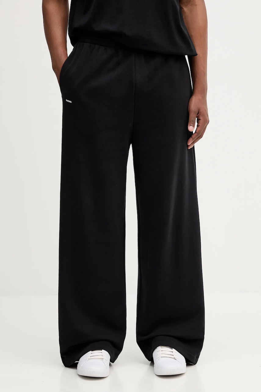 Pangaia pantaloni de trening din bumbac culoarea negru, cu imprimeu, 10002080