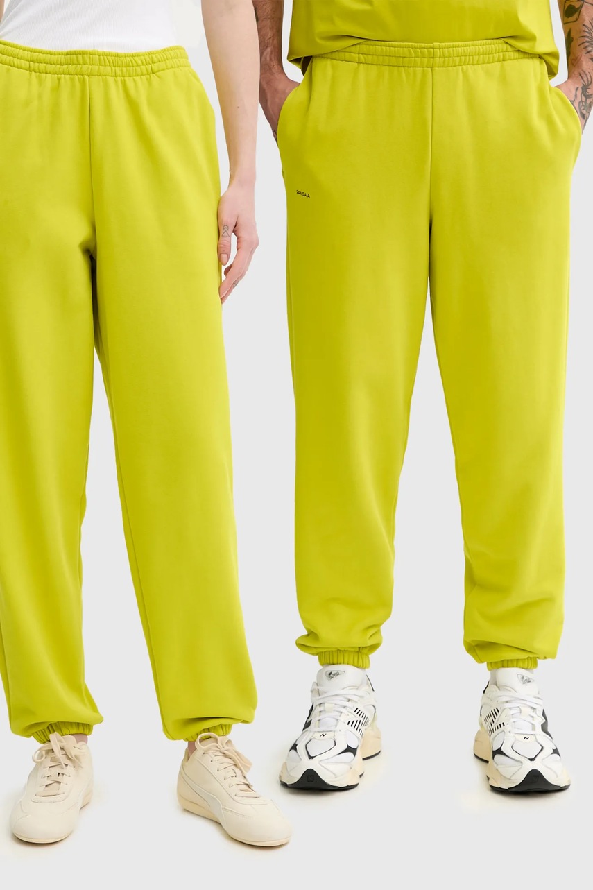 Pangaia pantaloni de trening din bumbac culoarea verde, uni, 10000295