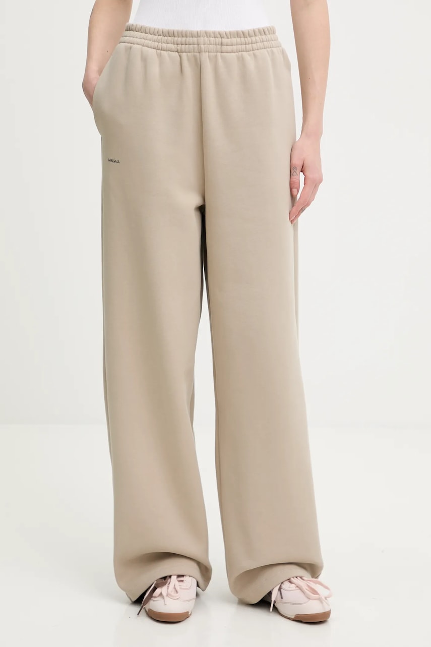 Pangaia pantaloni de trening din bumbac culoarea bej, uni, 10002676