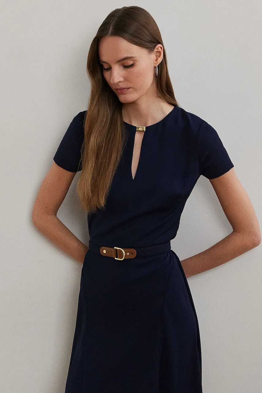 Сукня Lauren Ralph Lauren колір синій mini розкльошена 200973369