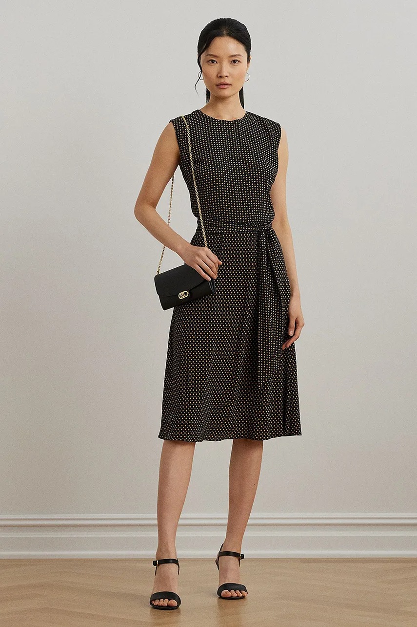 Levně Šaty Lauren Ralph Lauren černá barva, midi, 200973379