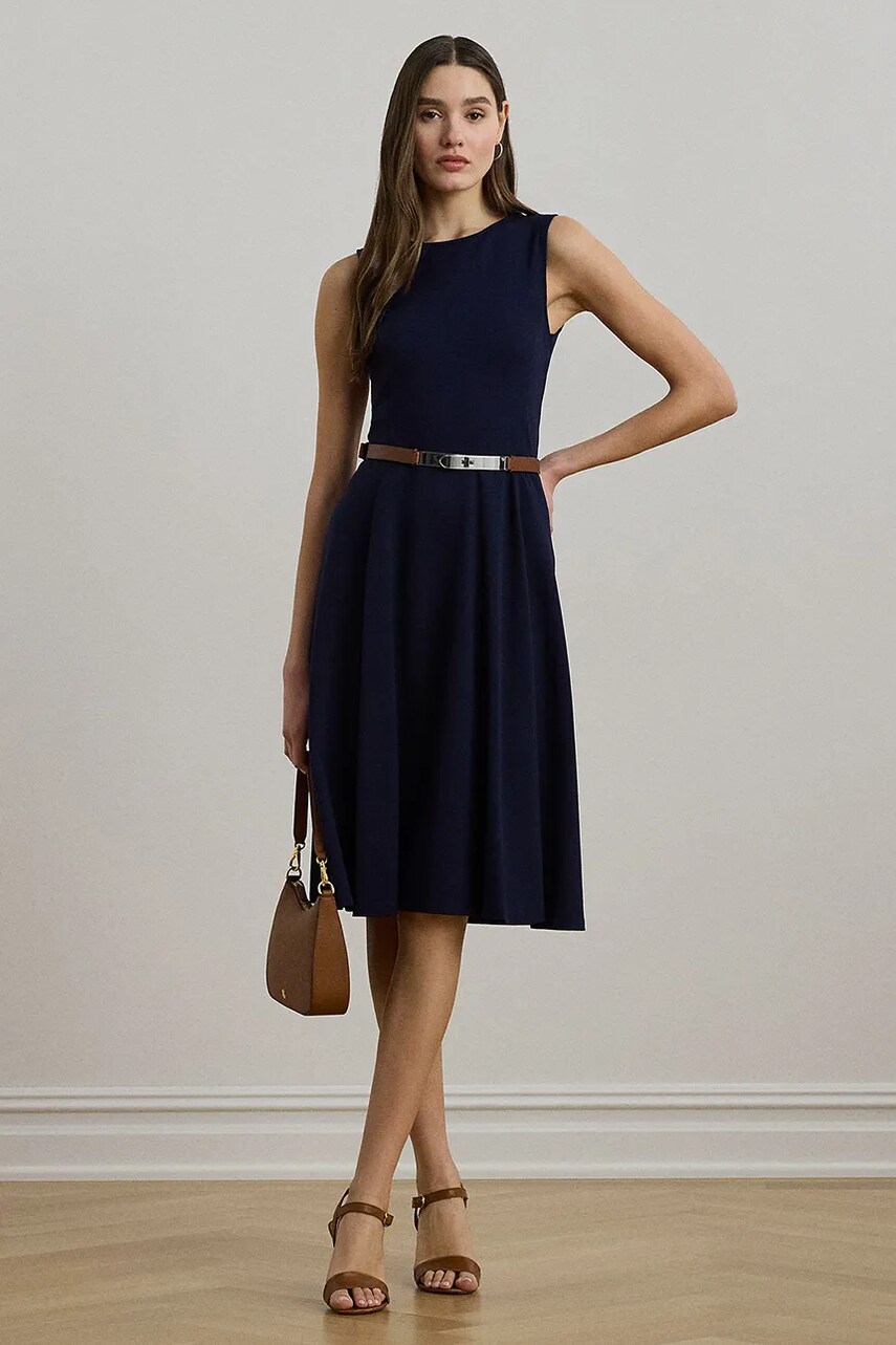 Levně Šaty Lauren Ralph Lauren tmavomodrá barva, midi, 200973402