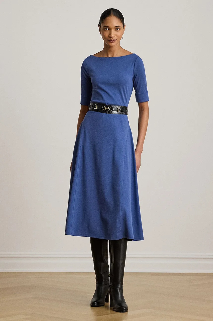 Lauren Ralph Lauren Lauren Ralph Lauren φόρεμα flared με βαμβάκι
