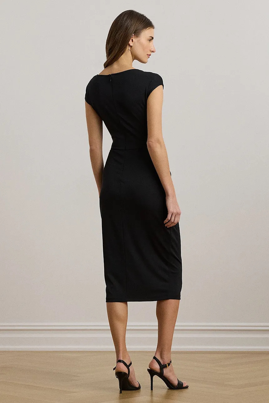 Сукня Lauren Ralph Lauren колір чорний midi облягаюча 200973601