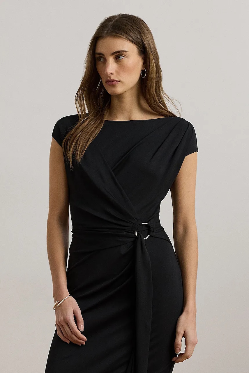 Сукня Lauren Ralph Lauren колір чорний midi облягаюча 200973601
