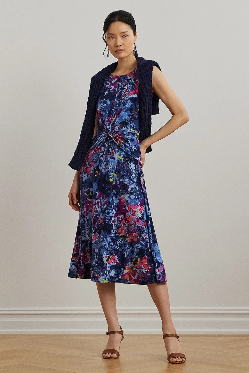 Levně Šaty Lauren Ralph Lauren modrá barva, midi, 200973610