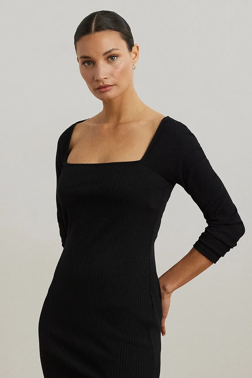 Сукня Lauren Ralph Lauren колір чорний midi облягаюча 200978539