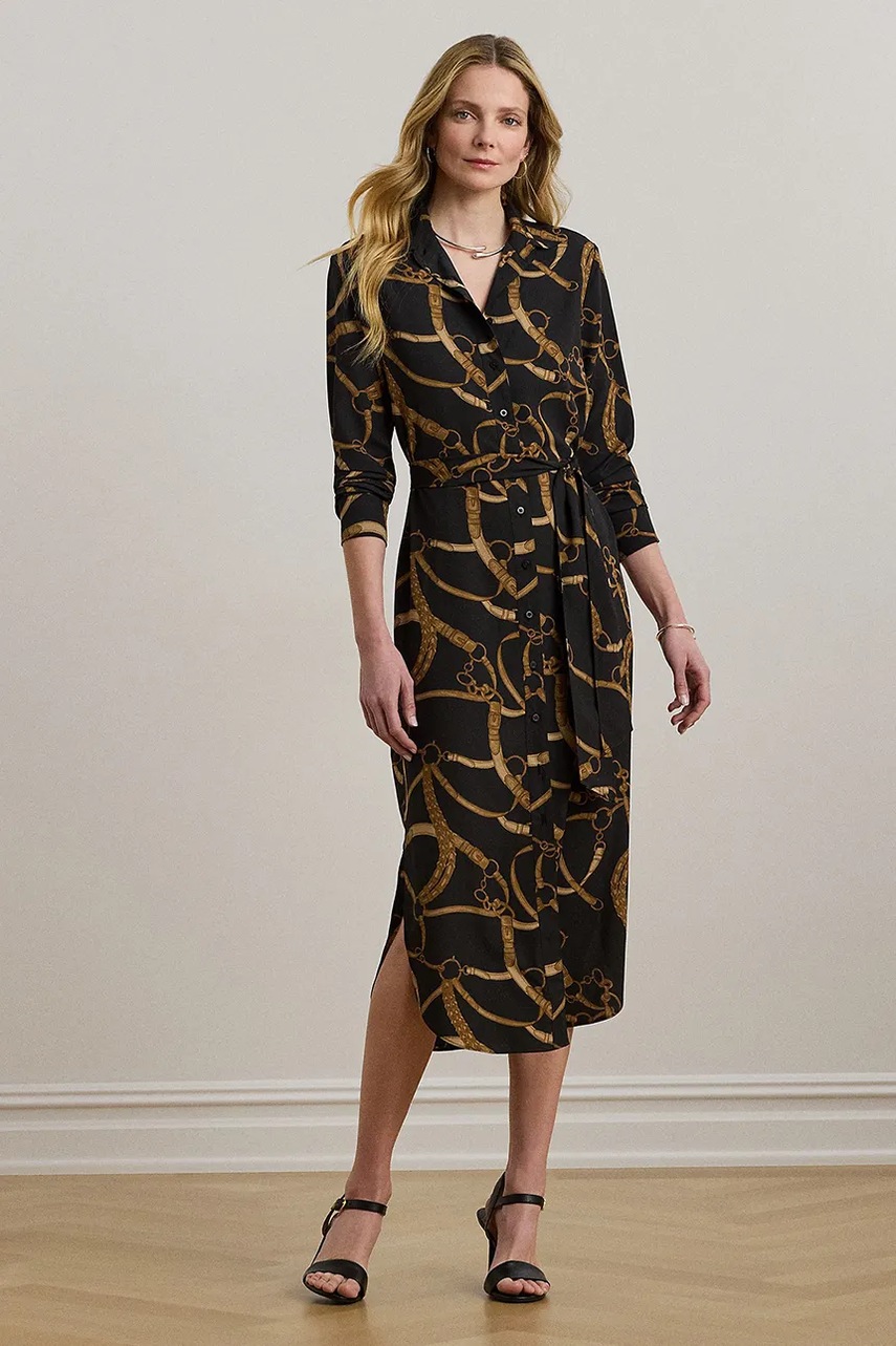 Levně Šaty Lauren Ralph Lauren černá barva, midi, 200978812