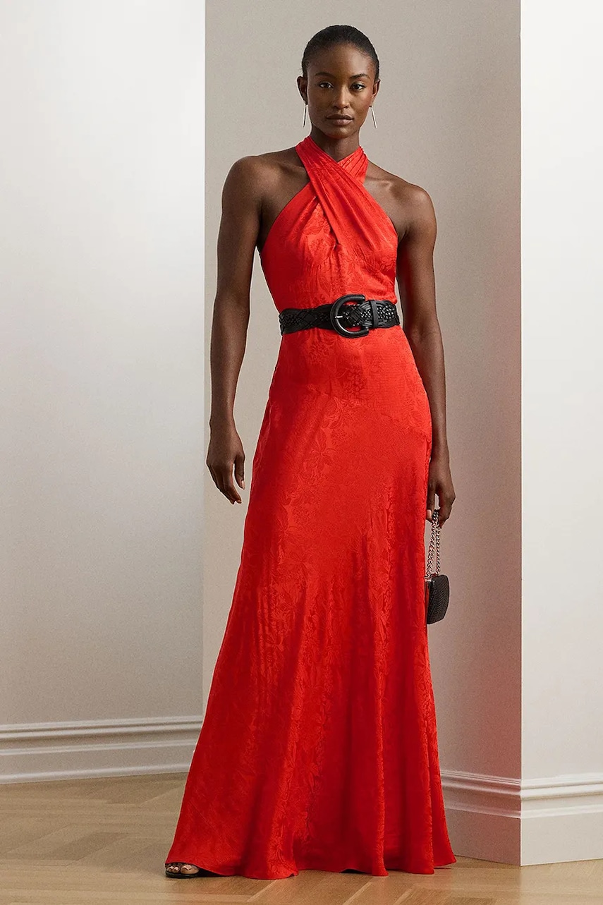 Levně Šaty Lauren Ralph Lauren červená barva, maxi, 253971055