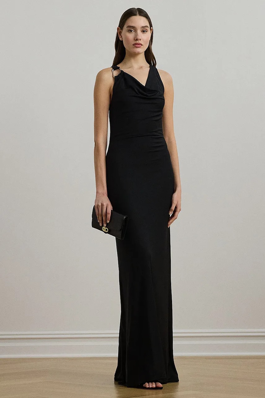 Levně Šaty Lauren Ralph Lauren černá barva, maxi, přiléhavé, 253971057