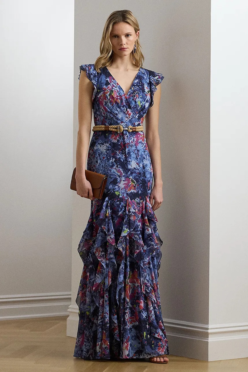 Levně Šaty Lauren Ralph Lauren tmavomodrá barva, maxi, 253976966