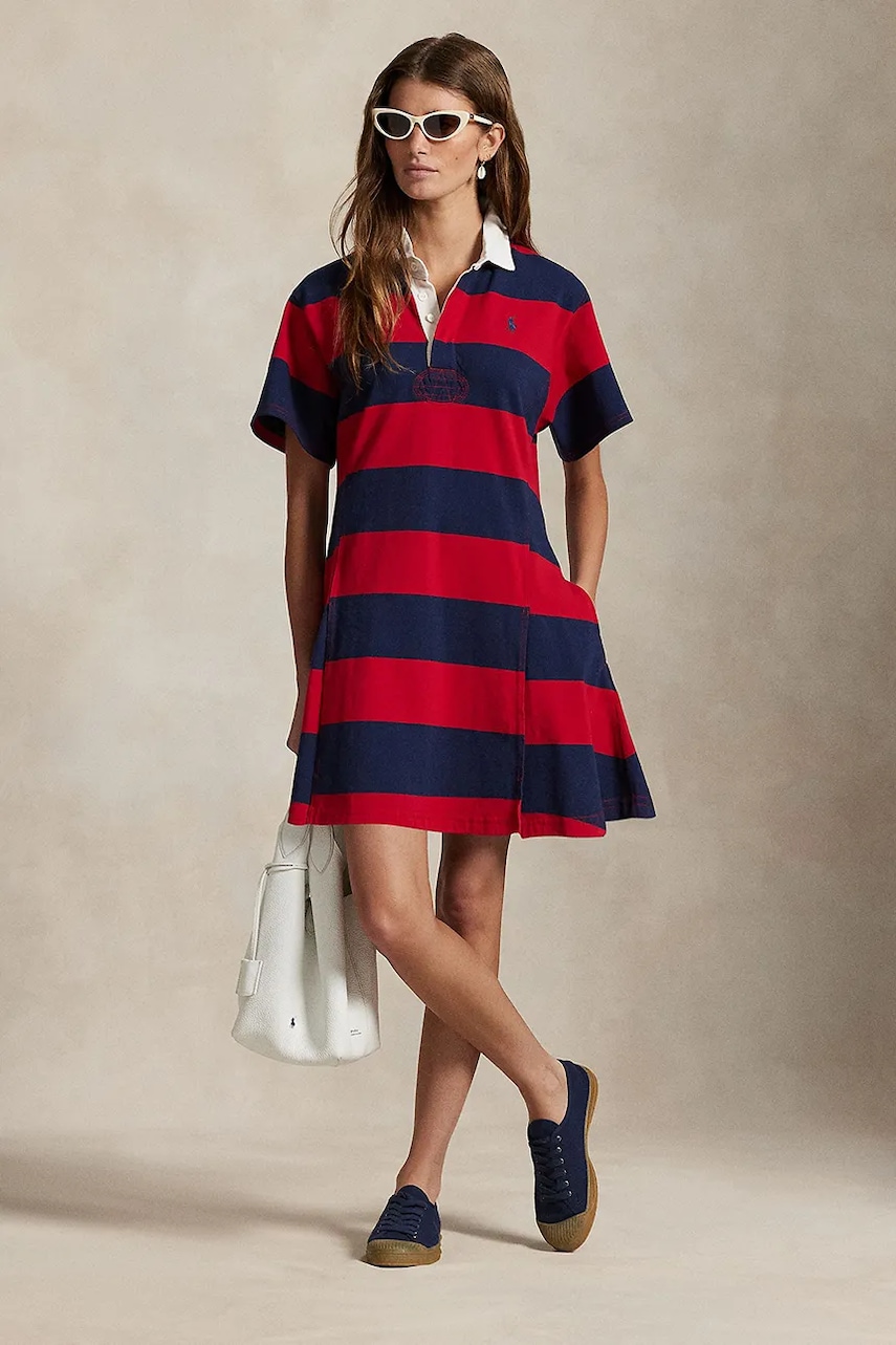 Levně Bavlněné šaty Polo Ralph Lauren červená barva, mini, 211971761