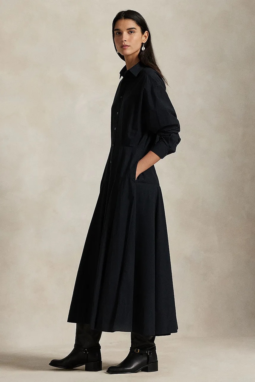 Levně Bavlněné šaty Polo Ralph Lauren černá barva, maxi, 211972042