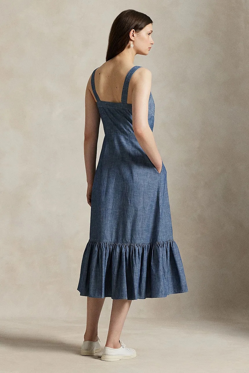 Хлопковое платье Polo Ralph Lauren midi расклешённое 211972068 Хлопковое платье Polo Ralph Lauren midi расклешённое 211972068