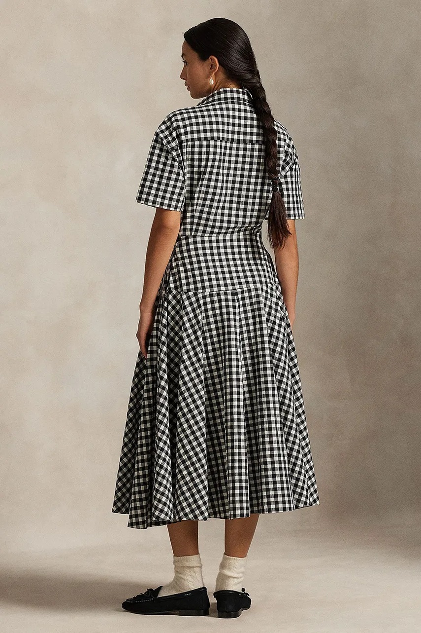 Бавовняна сукня Polo Ralph Lauren колір чорний midi розкльошена 211A89374