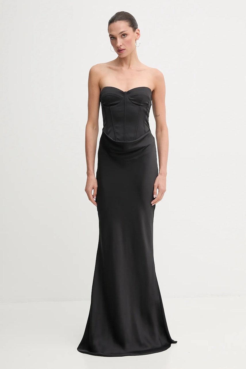 Rotate rochie culoarea negru, maxi, mulată, 114330100