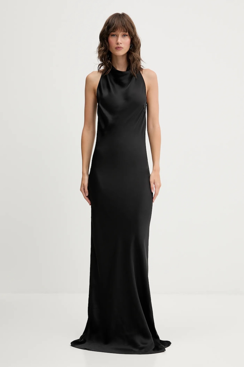 Rotate rochie culoarea negru, maxi, evazați, 114332100