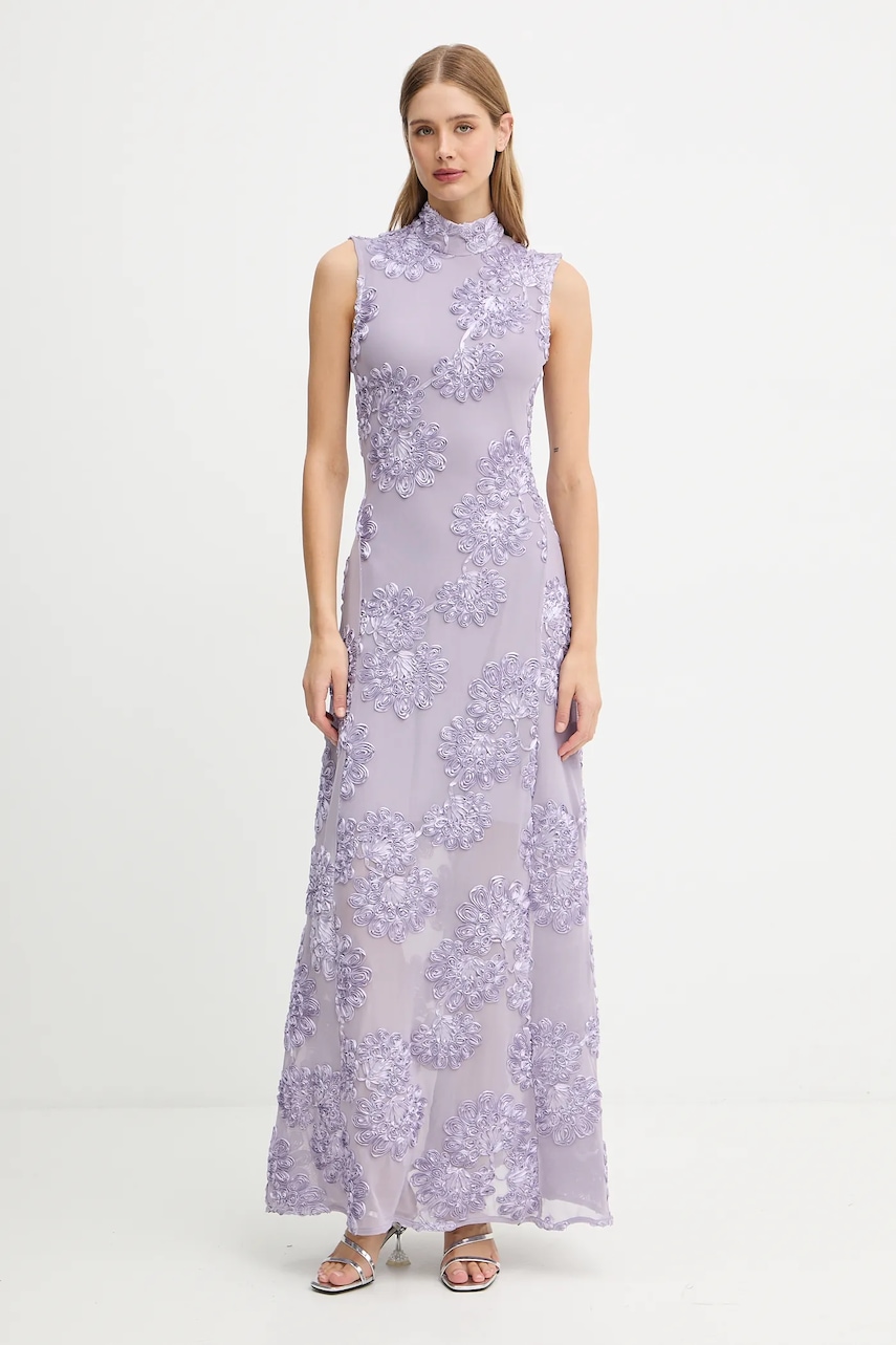 Rotate rochie culoarea violet, maxi, mulată, 1147971429