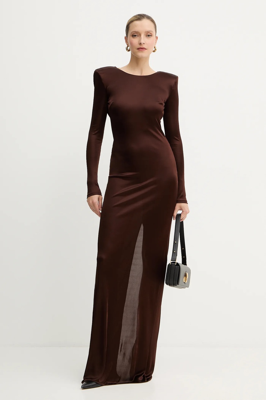 Платье Elisabetta Franchi цвет коричневый maxi облегающее ABR1056E2