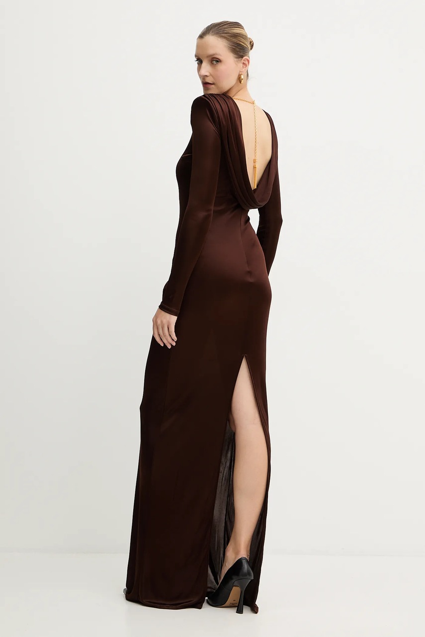 Сукня Elisabetta Franchi колір коричневий maxi облягаюча ABR1056E2