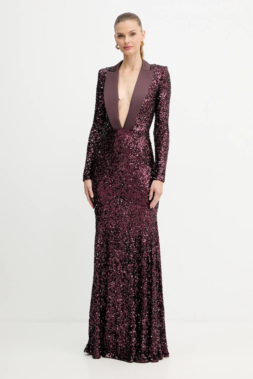 Elisabetta Franchi rochie culoarea bordo, maxi, mulata, ABR1356E2